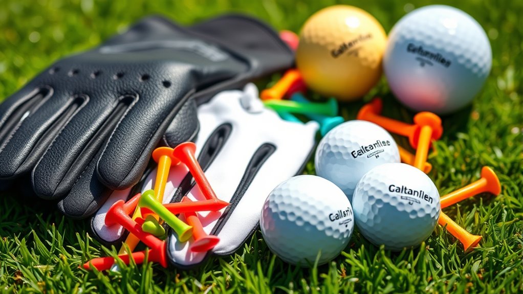 golf ball and tee selection