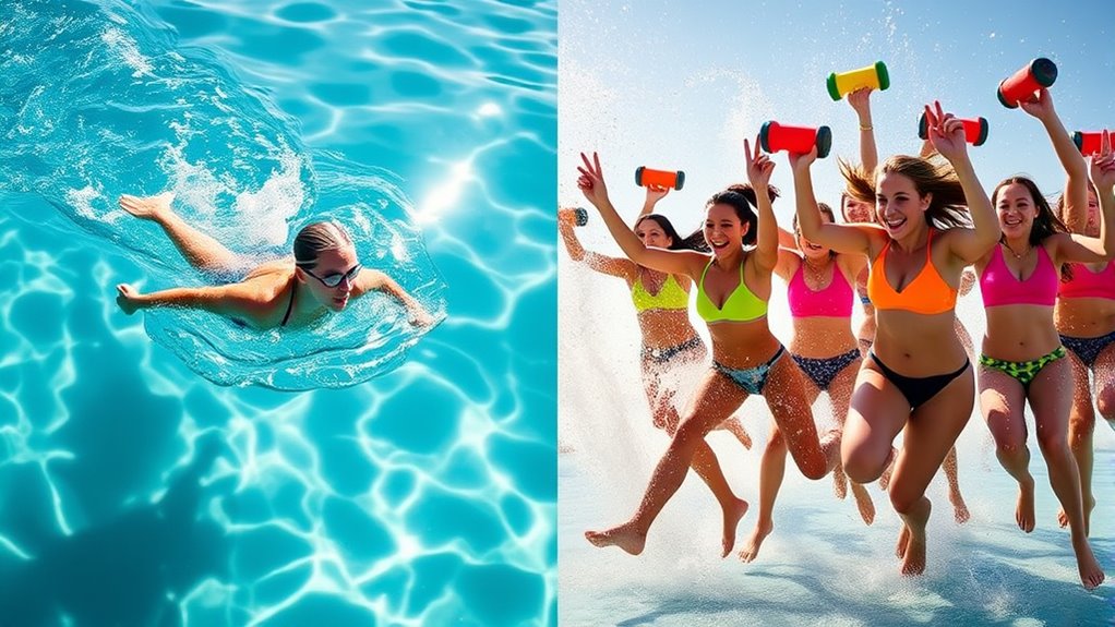 compare swimming and aerobics