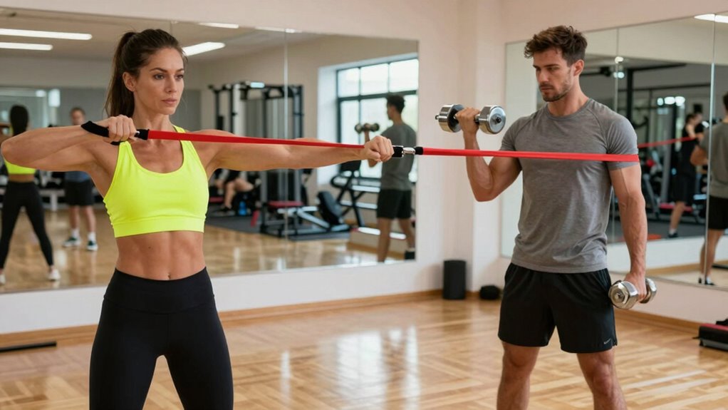 resistance bands versus free weights